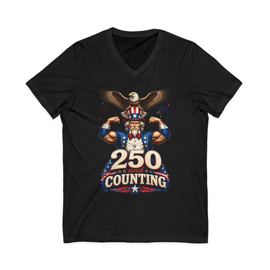 Patriotic '250 and Counting' V-Neck Tee