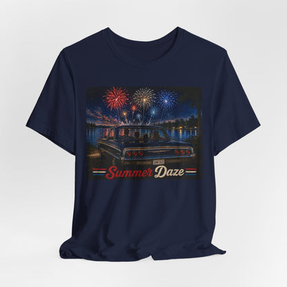 Summer Daze Tee - Retro Car & Fireworks Vintage Graphic Shirt
