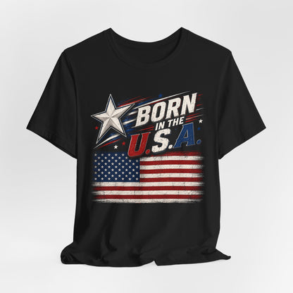 Born in the USA T-Shirt – Vintage American Flag Patriotic Tee
