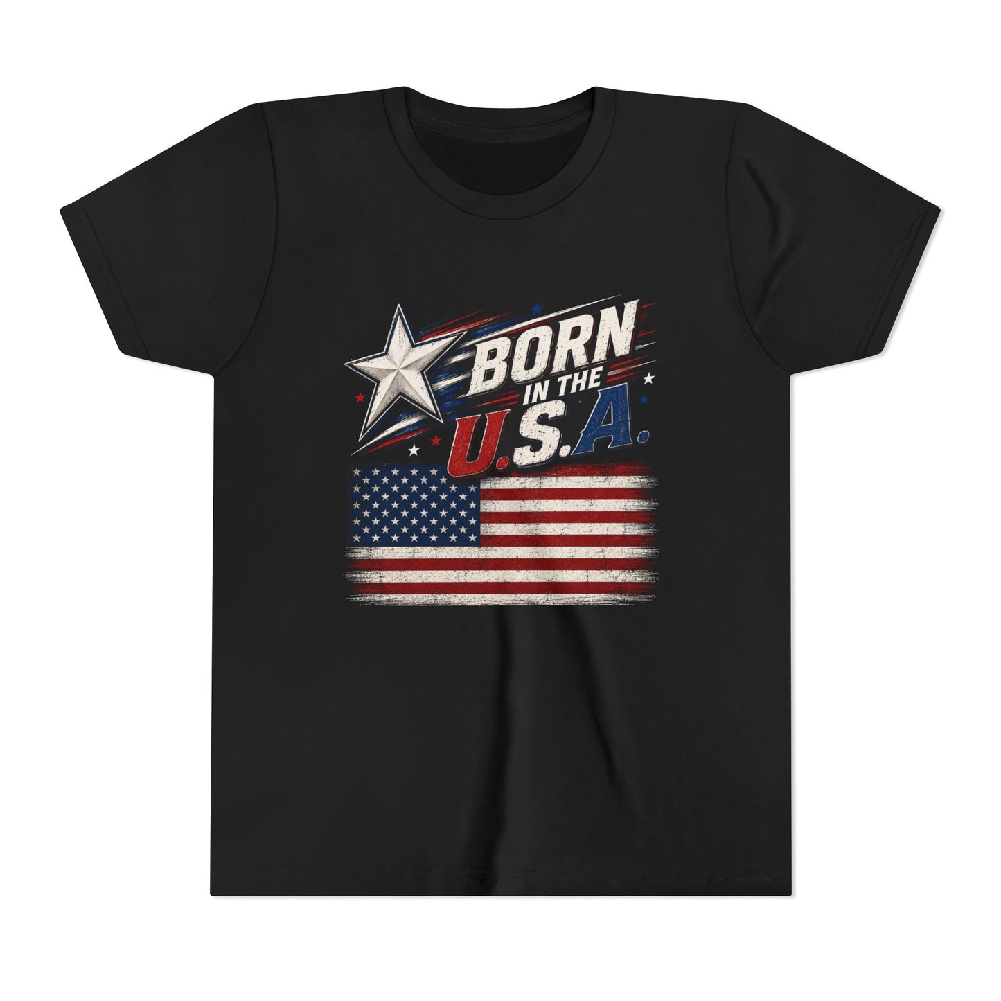 Youth Tee - "Born in the USA" American Flag Patriotic Shirt