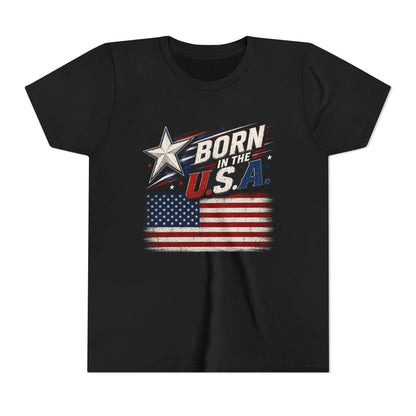 Youth Tee - "Born in the USA" American Flag Patriotic Shirt