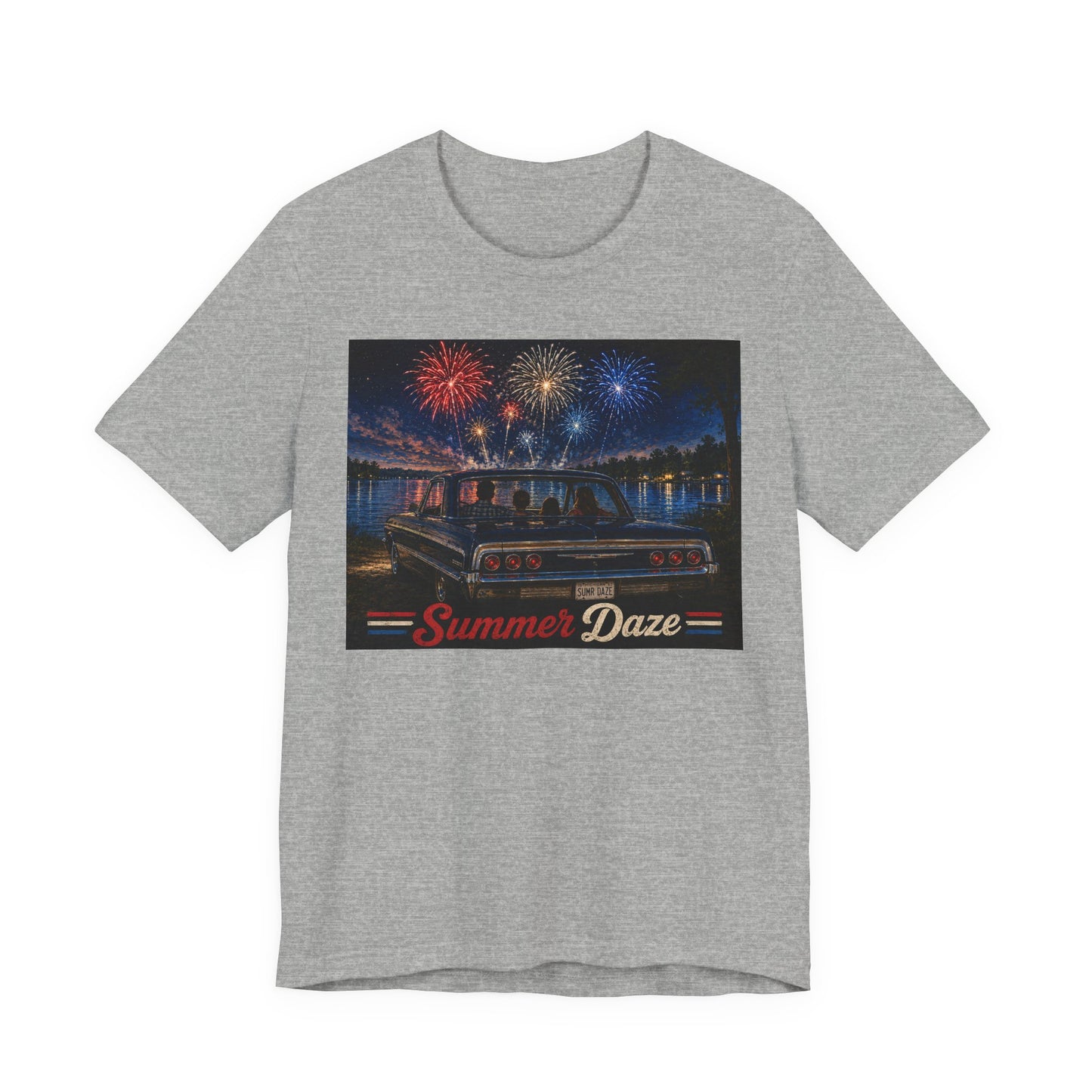 Summer Daze Tee - Retro Car & Fireworks Vintage Graphic Shirt