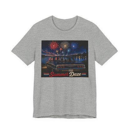 Summer Daze Tee - Retro Car & Fireworks Vintage Graphic Shirt