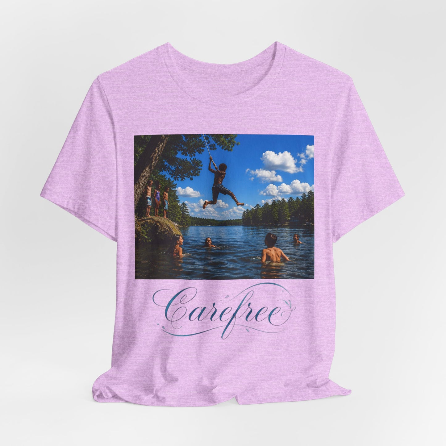 Carefree Summer Tee - Lake Jumping Graphic T-Shirt