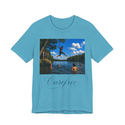 Carefree Summer Tee - Lake Jumping Graphic T-Shirt