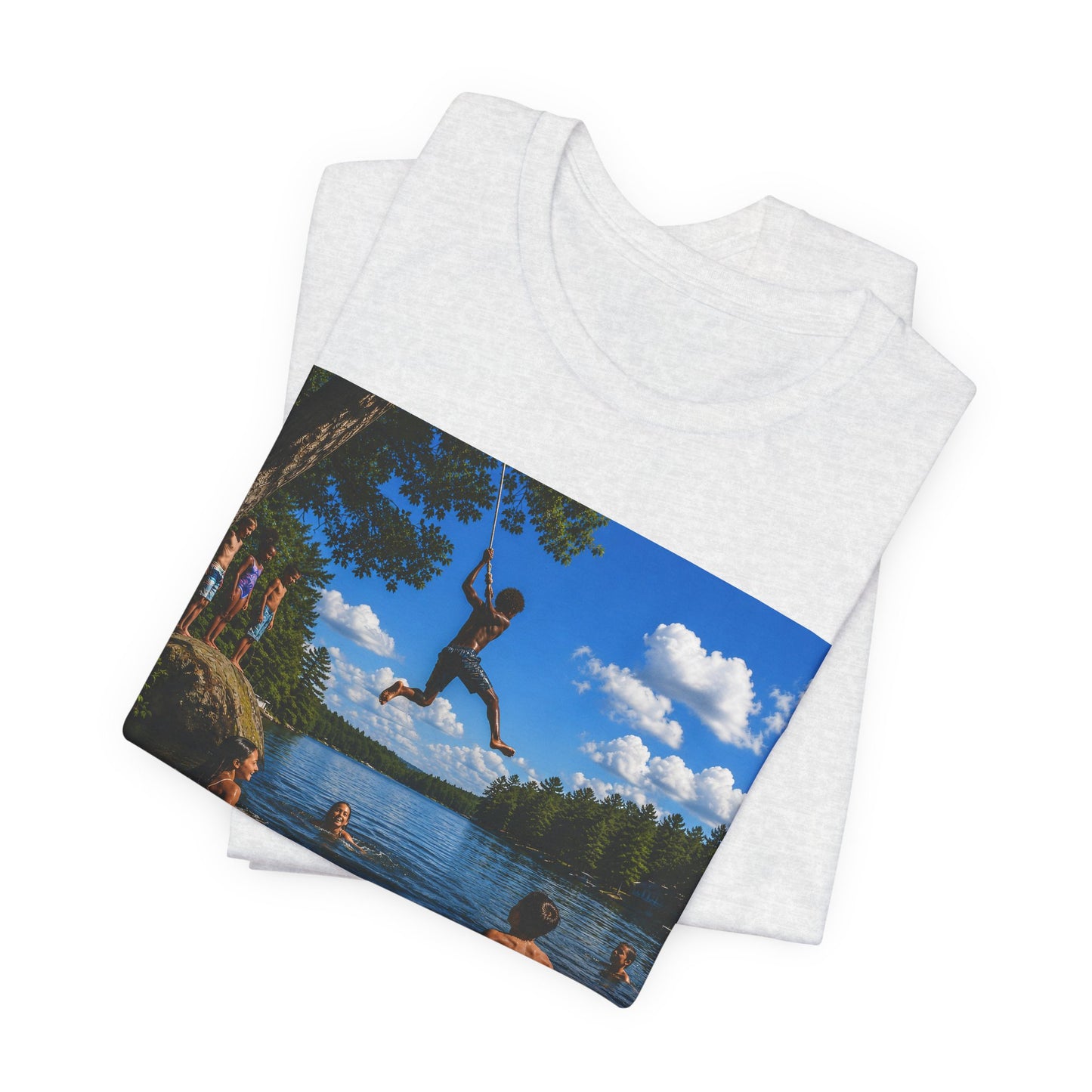 Carefree Summer Tee - Lake Jumping Graphic T-Shirt