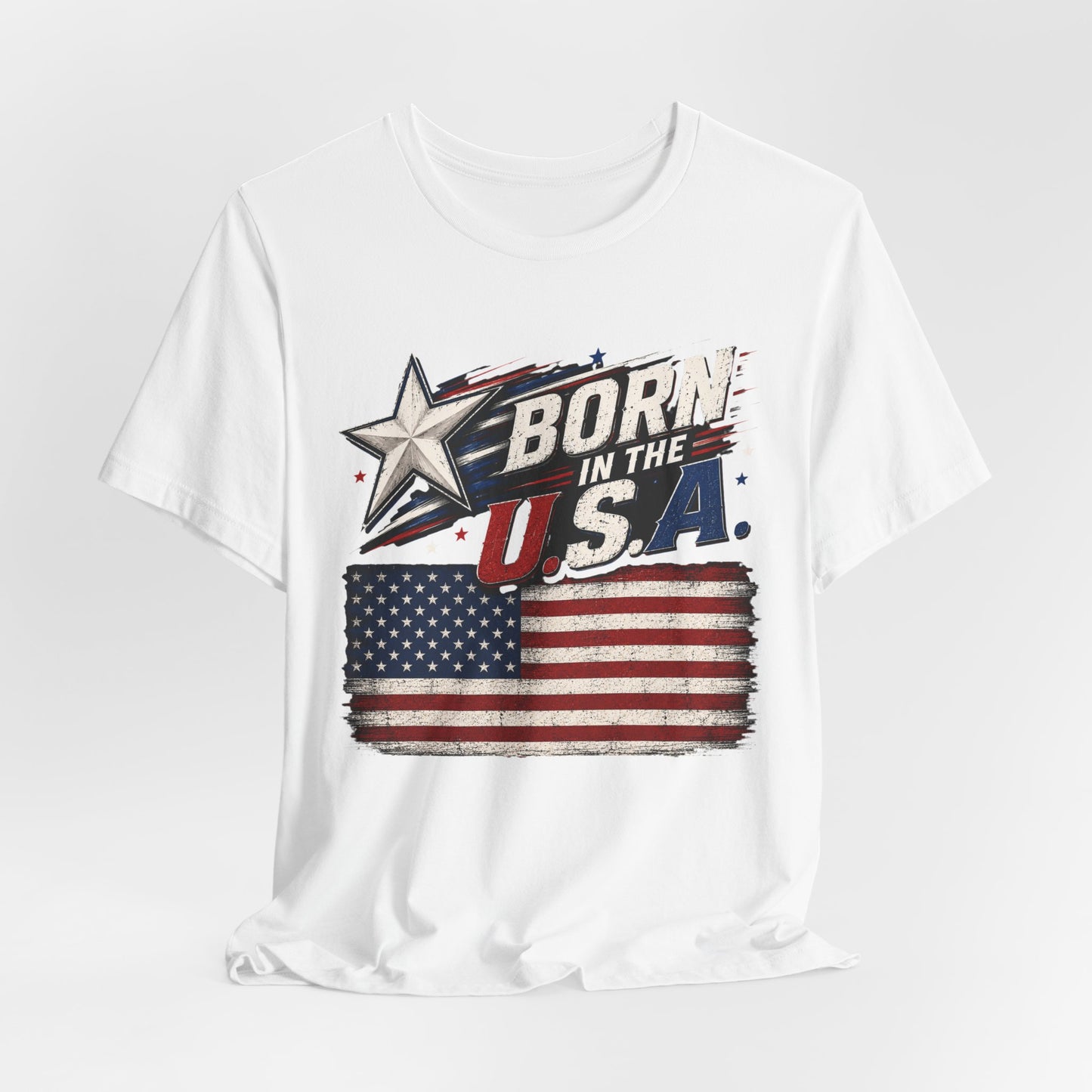 Born in the USA T-Shirt – Vintage American Flag Patriotic Tee