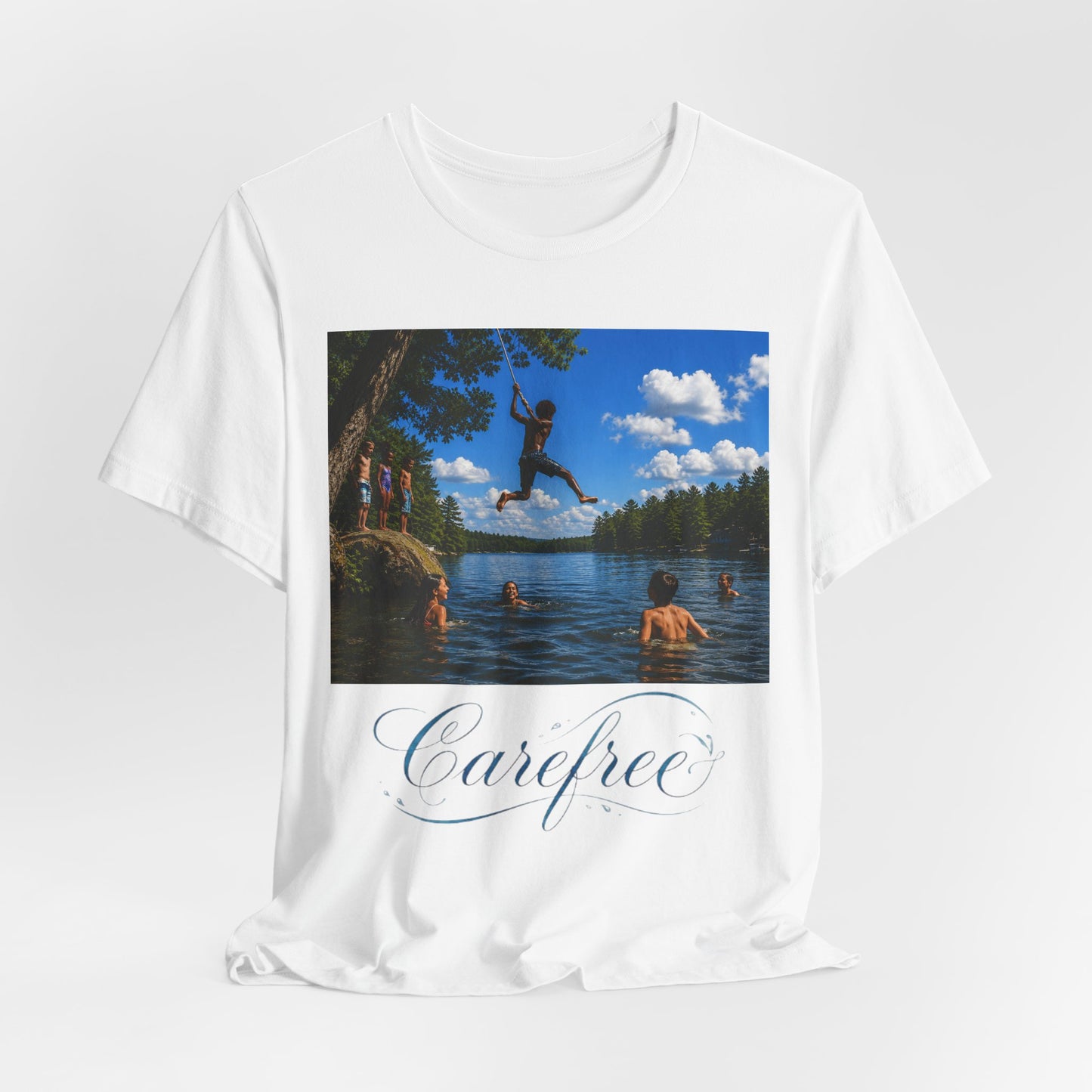 Carefree Summer Tee - Lake Jumping Graphic T-Shirt