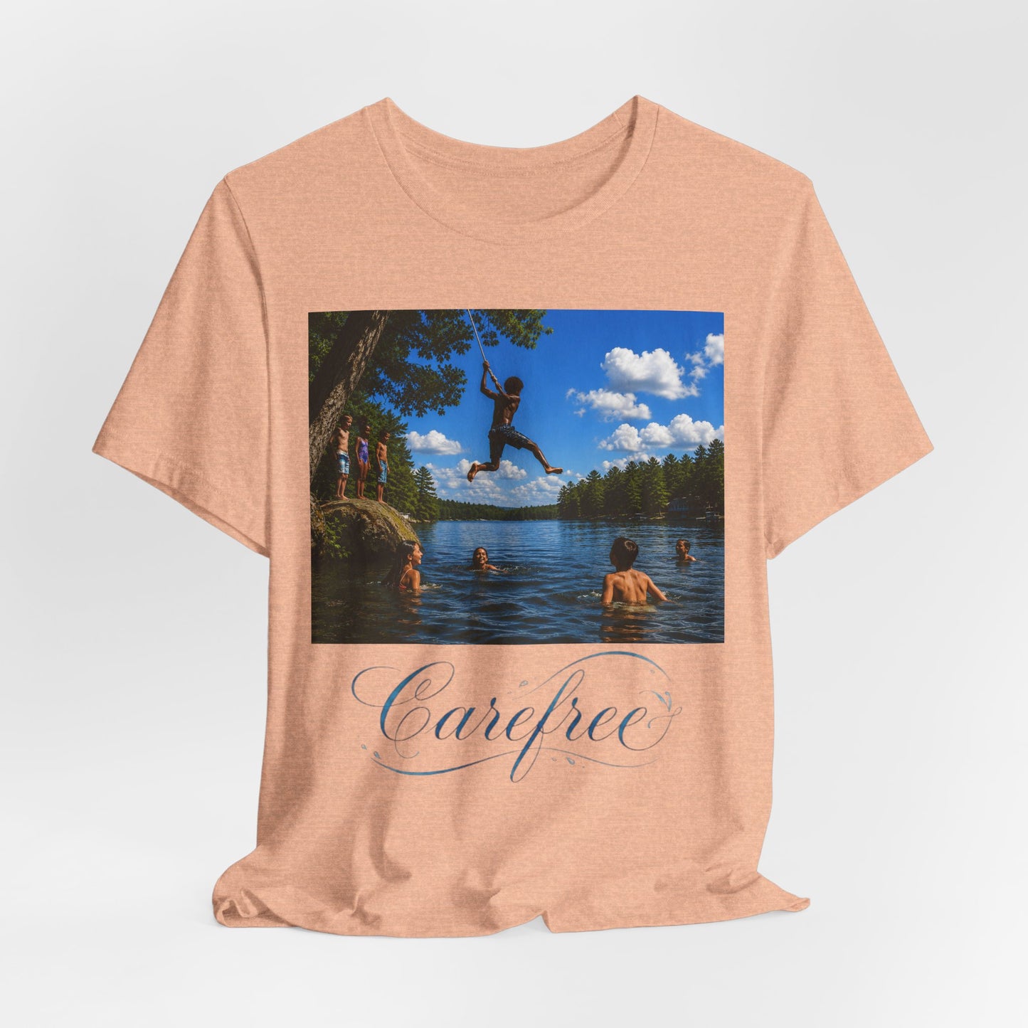 Carefree Summer Tee - Lake Jumping Graphic T-Shirt
