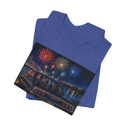 Summer Daze Tee - Retro Car & Fireworks Vintage Graphic Shirt