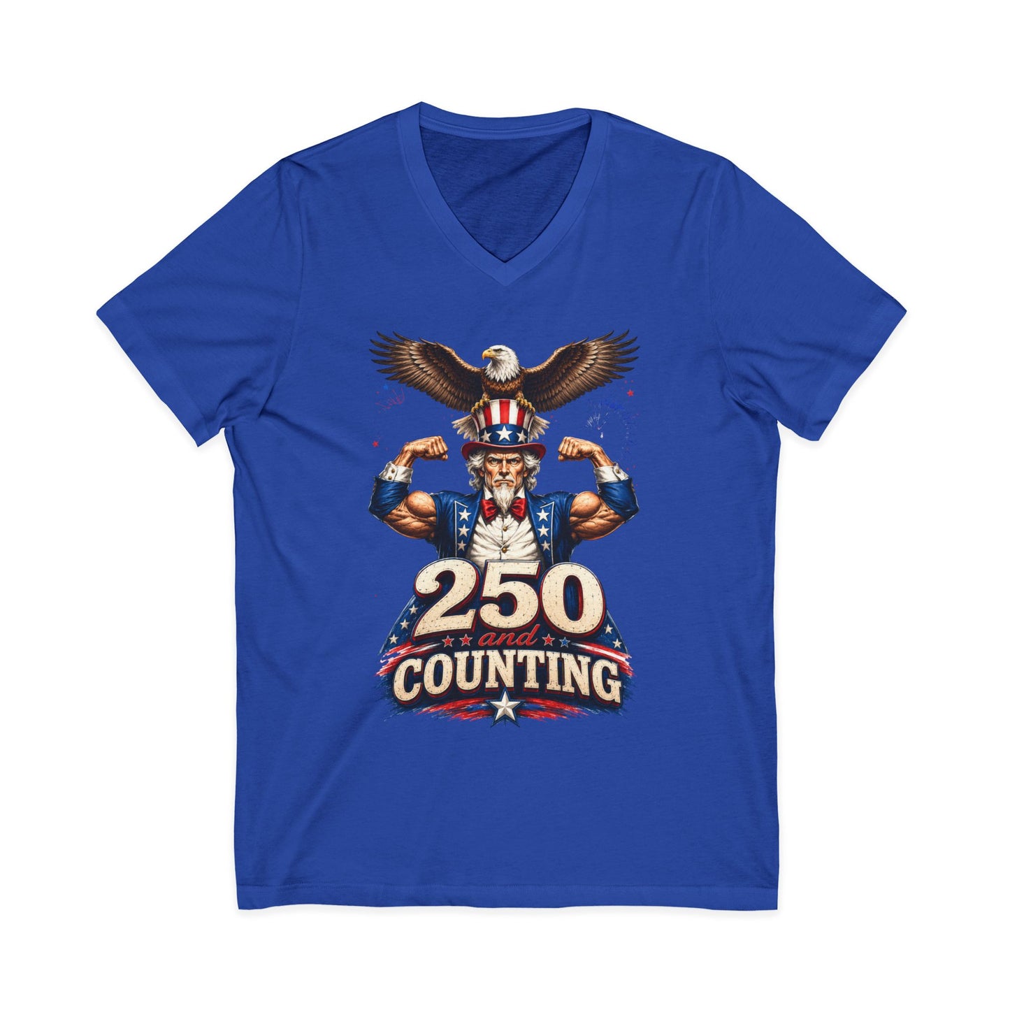 Patriotic '250 and Counting' V-Neck Tee