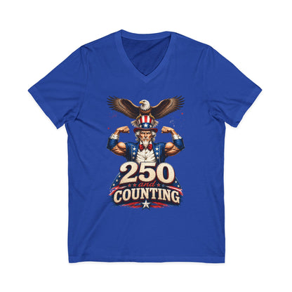 Patriotic '250 and Counting' V-Neck Tee