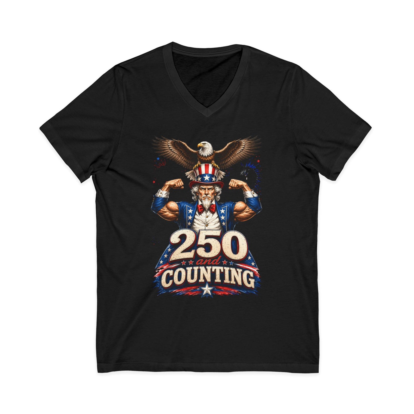 Patriotic '250 and Counting' V-Neck Tee