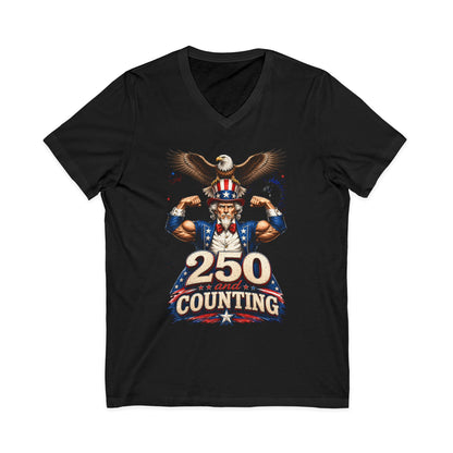 Patriotic '250 and Counting' V-Neck Tee