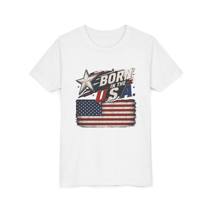Youth Tee - "Born in the USA" American Flag Patriotic Shirt