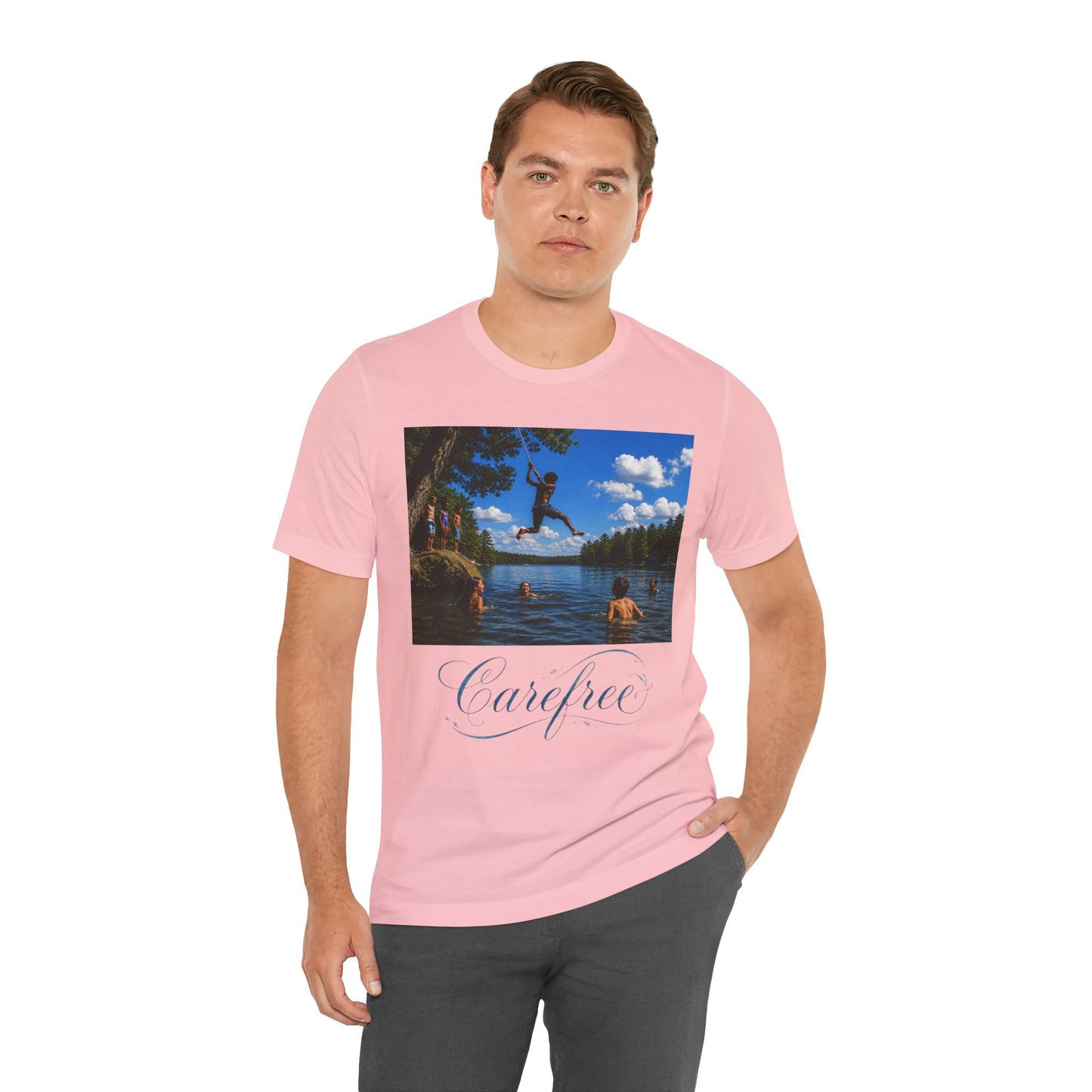 Carefree Summer Tee - Lake Jumping Graphic T-Shirt