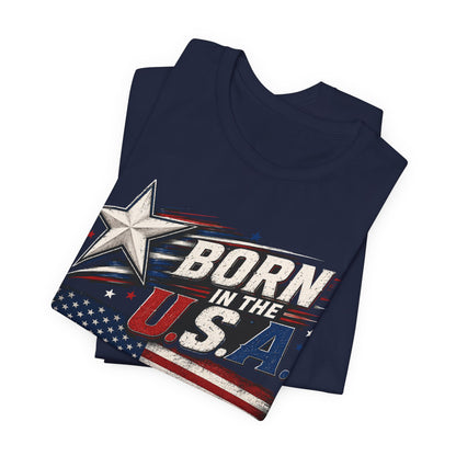 Born in the USA T-Shirt – Vintage American Flag Patriotic Tee