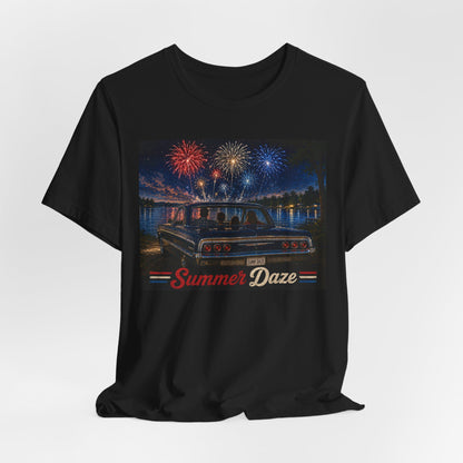 Summer Daze Tee - Retro Car & Fireworks Vintage Graphic Shirt