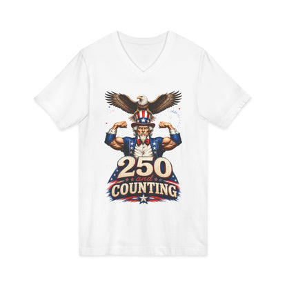 Patriotic '250 and Counting' V-Neck Tee