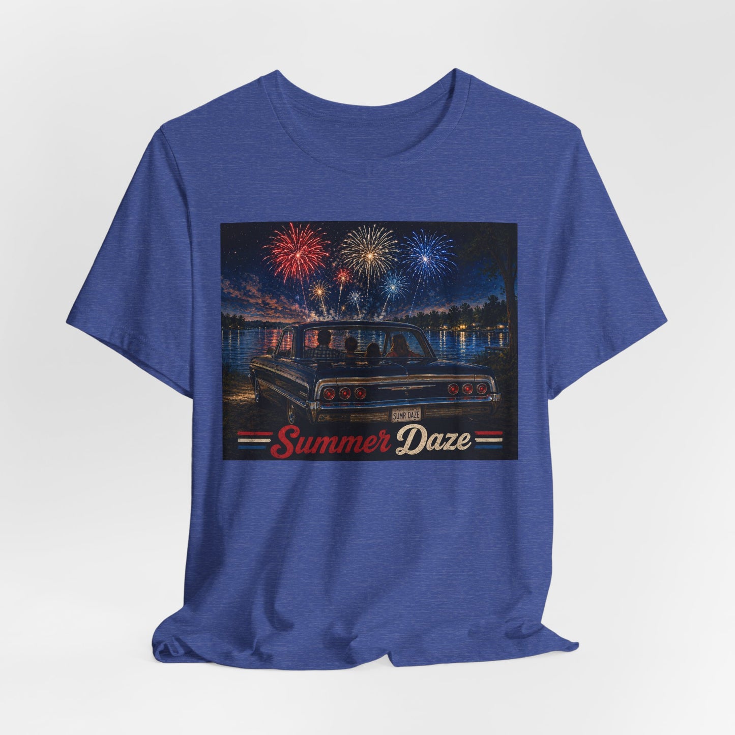 Summer Daze Tee - Retro Car & Fireworks Vintage Graphic Shirt