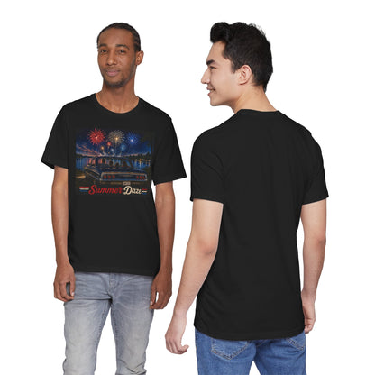 Summer Daze Tee - Retro Car & Fireworks Vintage Graphic Shirt