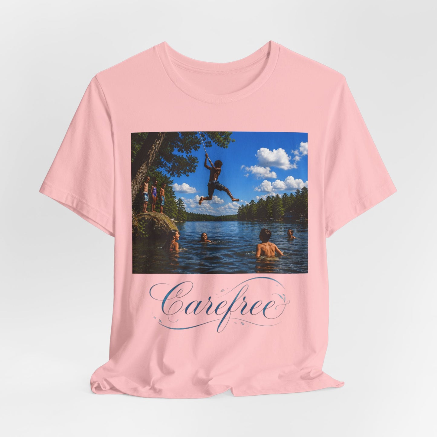 Carefree Summer Tee - Lake Jumping Graphic T-Shirt