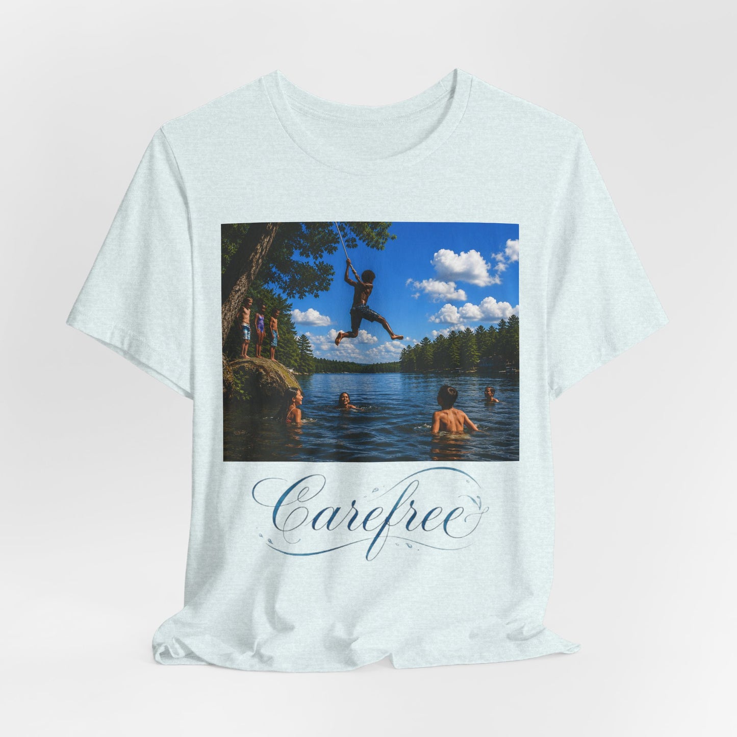 Carefree Summer Tee - Lake Jumping Graphic T-Shirt