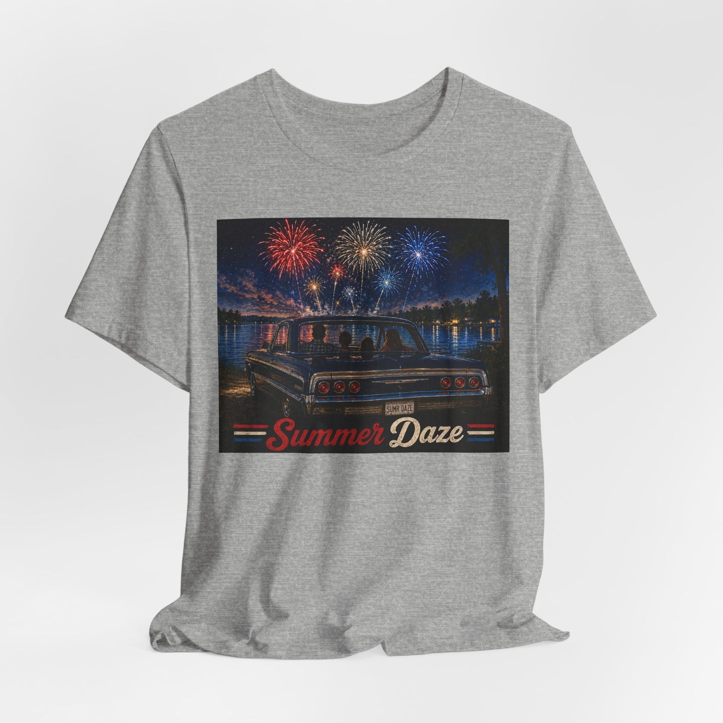 Summer Daze Tee - Retro Car & Fireworks Vintage Graphic Shirt