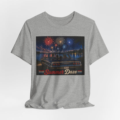 Summer Daze Tee - Retro Car & Fireworks Vintage Graphic Shirt