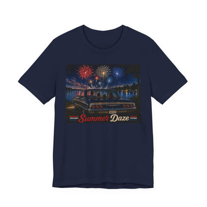 Summer Daze Tee - Retro Car & Fireworks Vintage Graphic Shirt