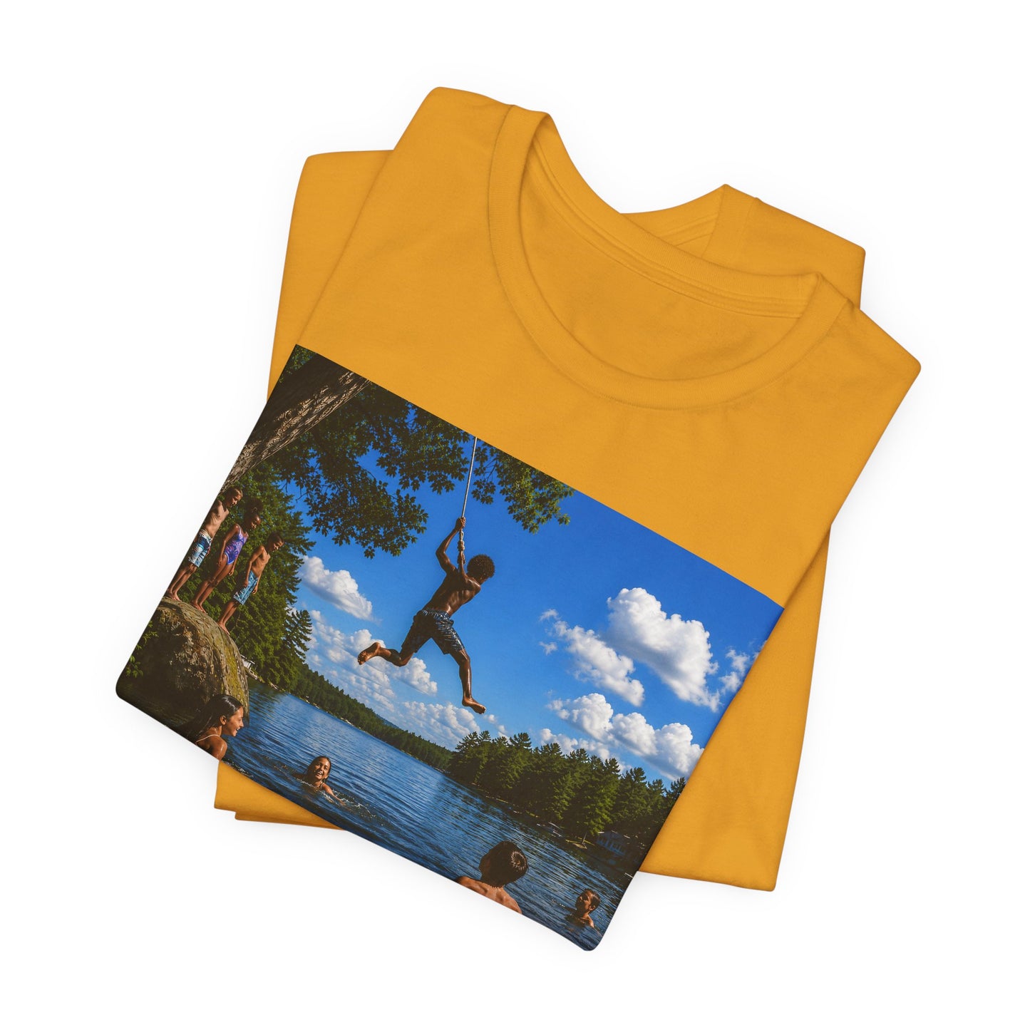 Carefree Summer Tee - Lake Jumping Graphic T-Shirt