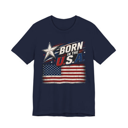 Born in the USA T-Shirt – Vintage American Flag Patriotic Tee