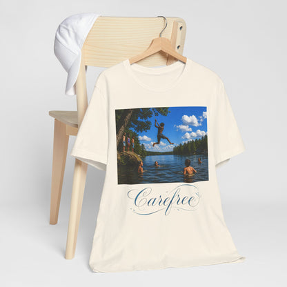 Carefree Summer Tee - Lake Jumping Graphic T-Shirt