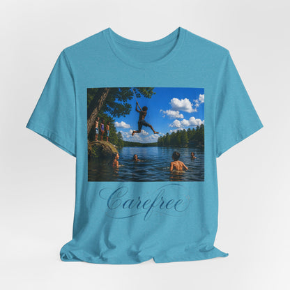 Carefree Summer Tee - Lake Jumping Graphic T-Shirt