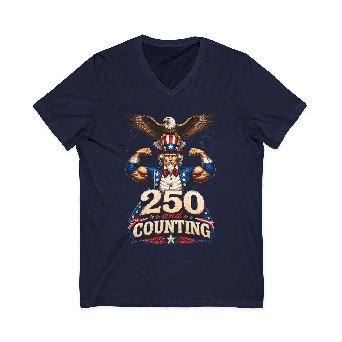 Patriotic '250 and Counting' V-Neck Tee
