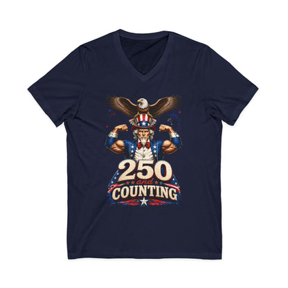 Patriotic '250 and Counting' V-Neck Tee