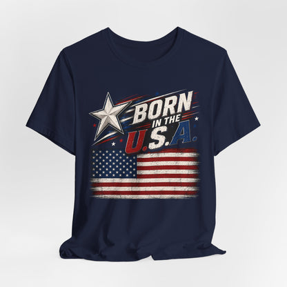 Born in the USA T-Shirt – Vintage American Flag Patriotic Tee