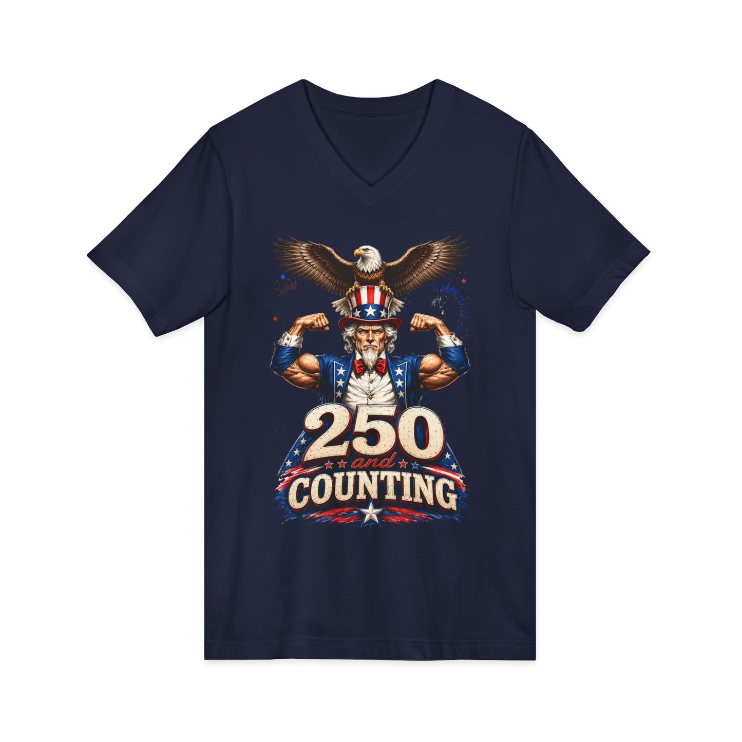 Patriotic '250 and Counting' V-Neck Tee