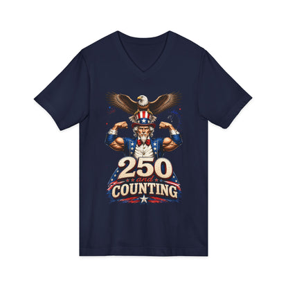 Patriotic '250 and Counting' V-Neck Tee