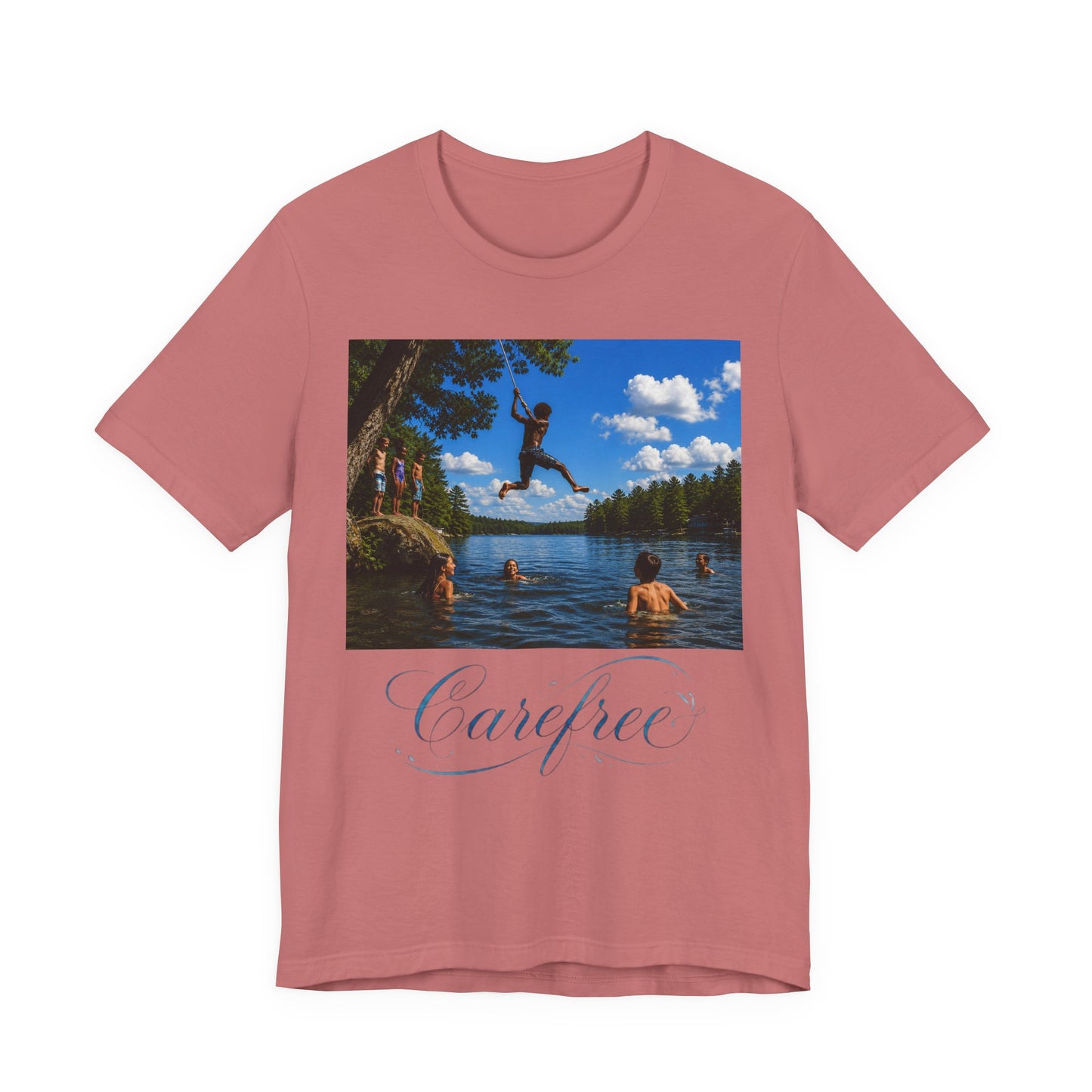 Carefree Summer Tee - Lake Jumping Graphic T-Shirt