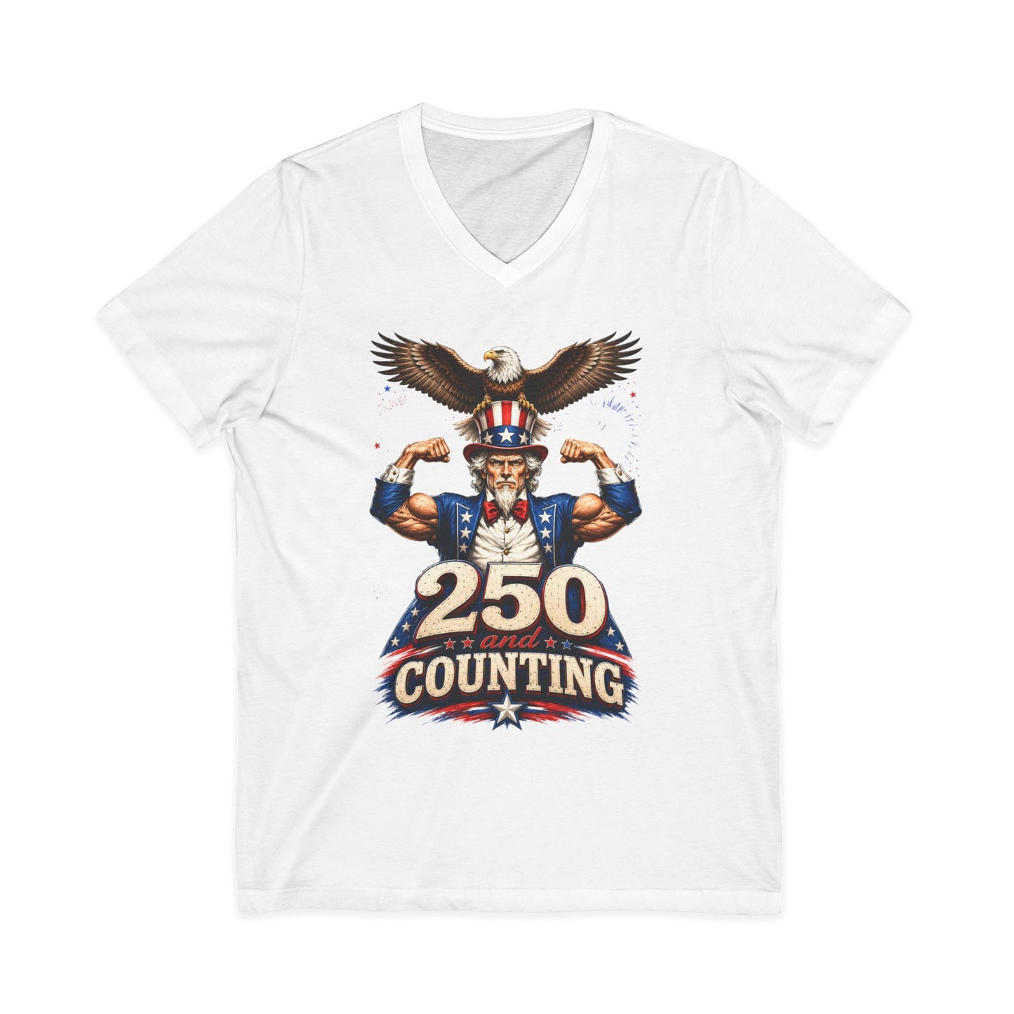 Patriotic '250 and Counting' V-Neck Tee