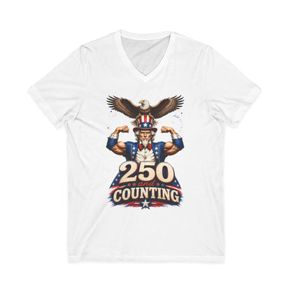 Patriotic '250 and Counting' V-Neck Tee