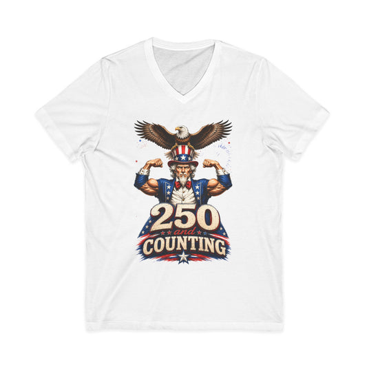 Patriotic '250 and Counting' V-Neck Tee