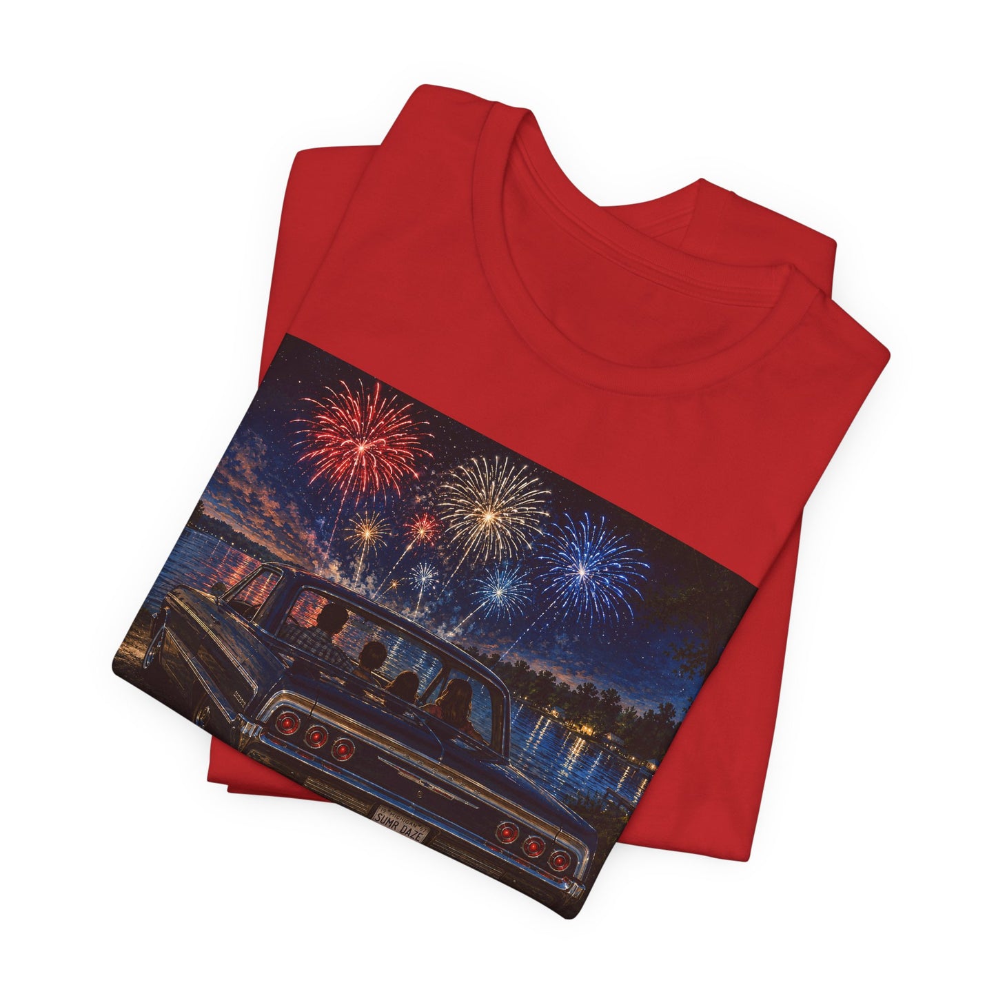 Summer Daze Tee - Retro Car & Fireworks Vintage Graphic Shirt