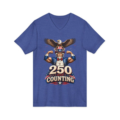 Patriotic '250 and Counting' V-Neck Tee
