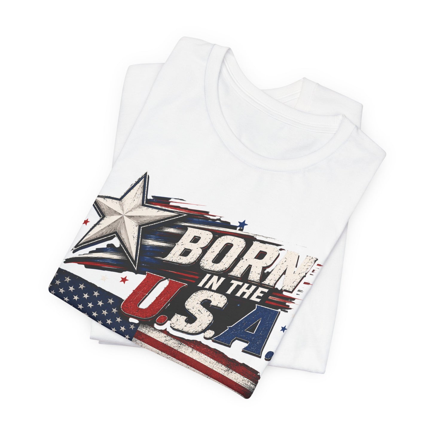 Born in the USA T-Shirt – Vintage American Flag Patriotic Tee
