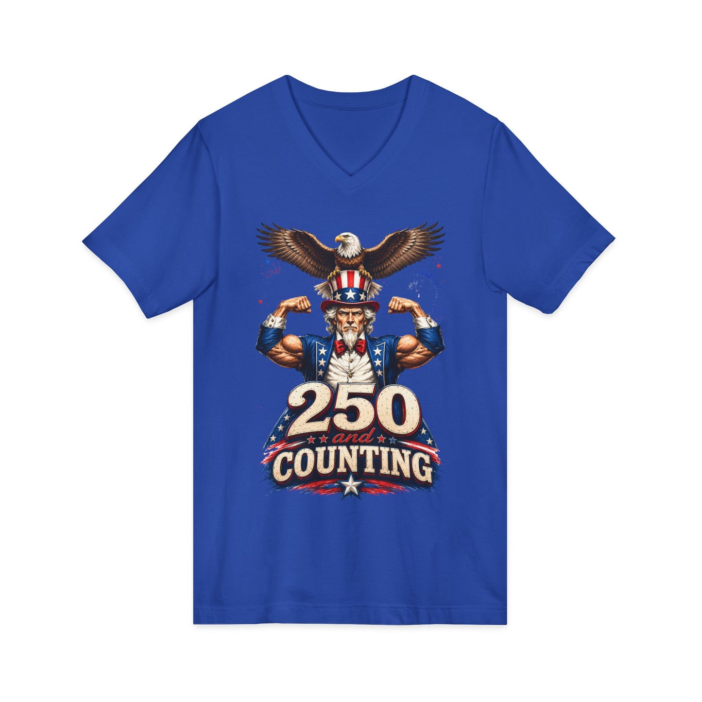 Patriotic '250 and Counting' V-Neck Tee