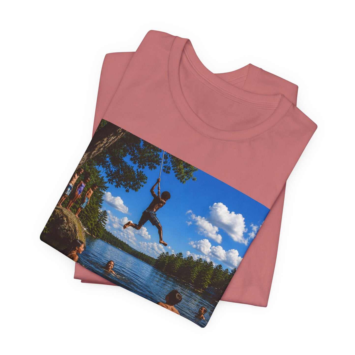 Carefree Summer Tee - Lake Jumping Graphic T-Shirt