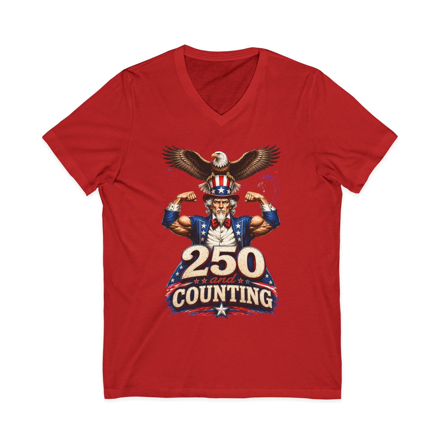 Patriotic '250 and Counting' V-Neck Tee