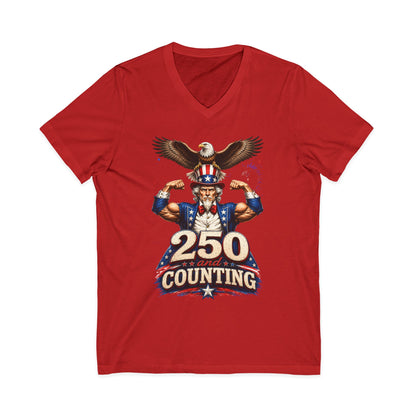Patriotic '250 and Counting' V-Neck Tee